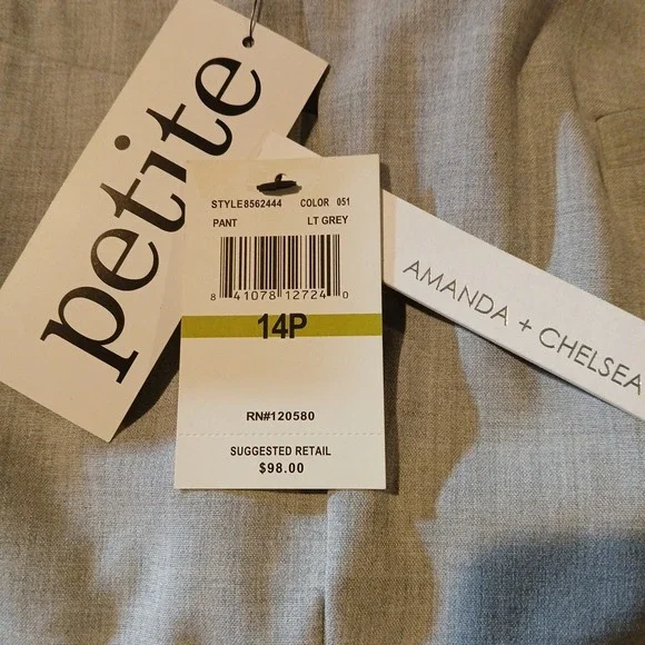 Amanda + Chelsea Lt Grey‎ Dress Pants Slacks 14P NWT! Office Ready - Picture 9 of 13